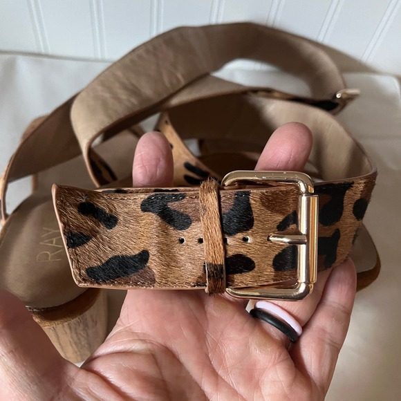 Raye Lexie cheetah print ankle strap stacked heels - Picture 9 of 9